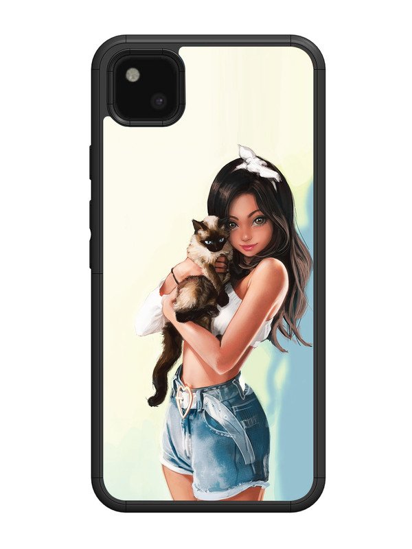 Google Pixel 4 xl Cute Girl with Cat