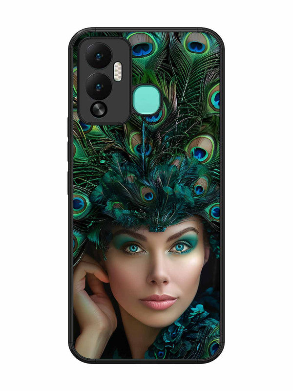 Infinix Hot 12 Play Girl with peacock feather Crown