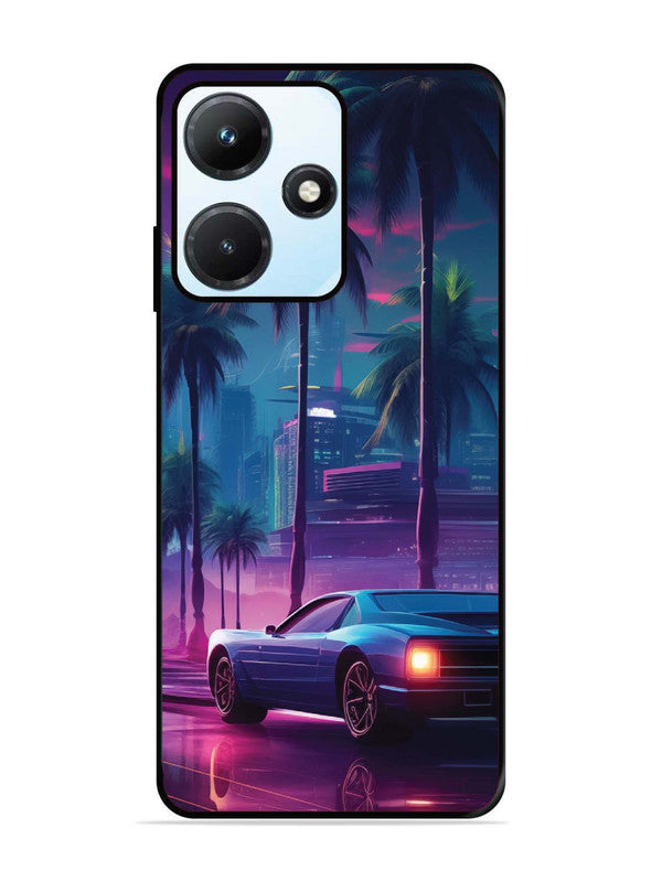 Infinix Hot 30i sunset-sports-car-city-palm-trees