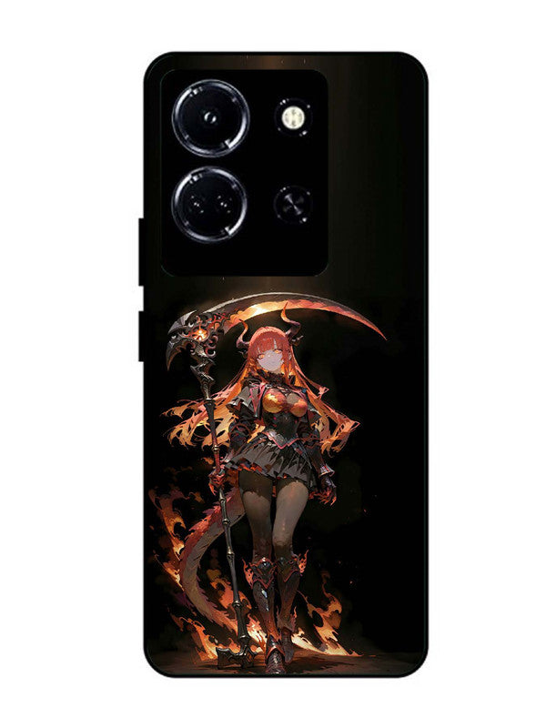 infinix note 30 5g anime-girl-sycthe-red-hair-horn