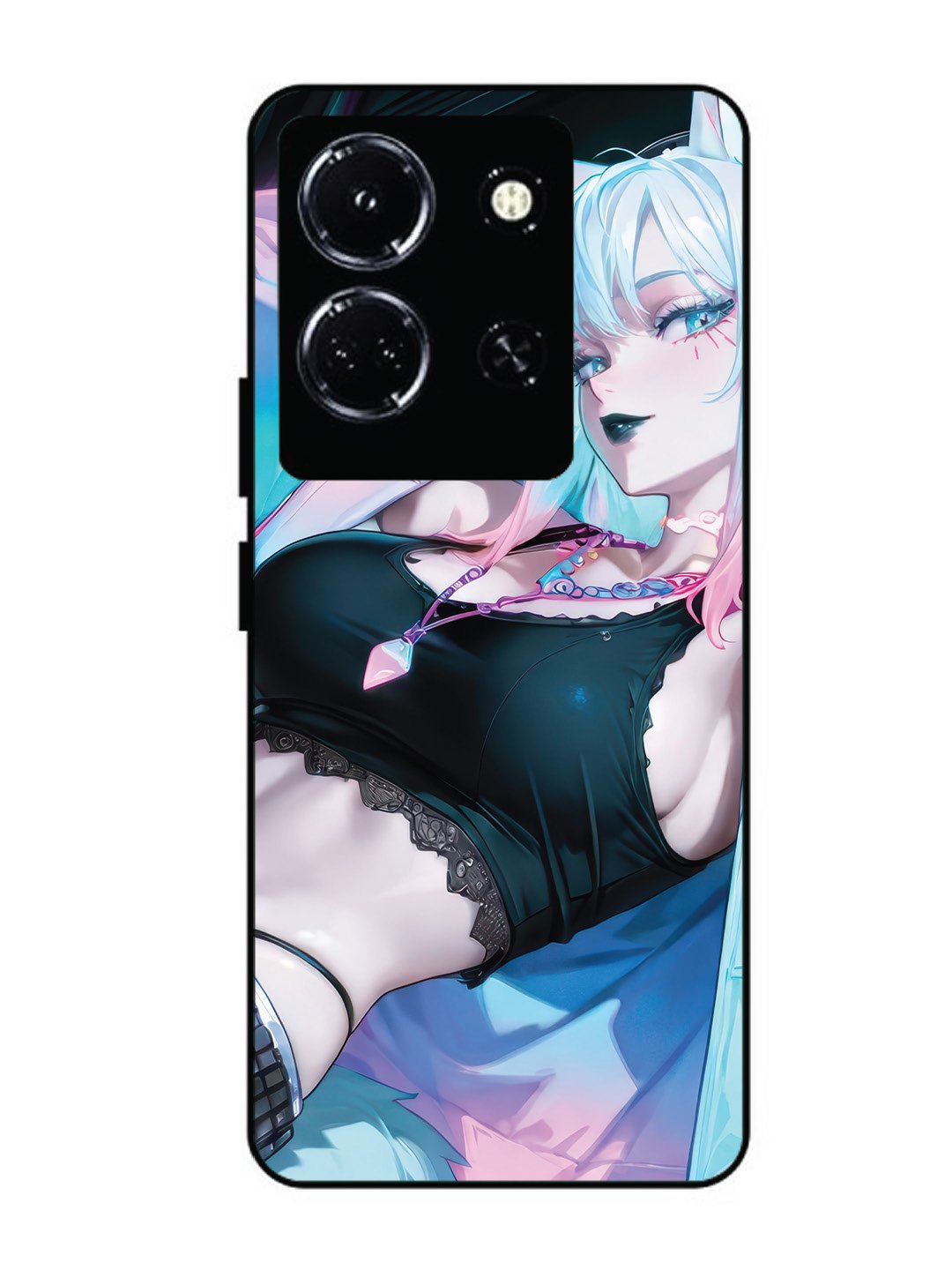 infinix note 30 5g anime girl fox headpohone white Hair