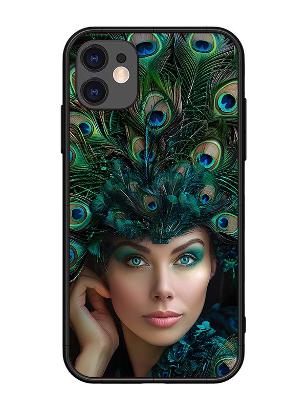 iPhone 11 Girl with peacock feather Crown