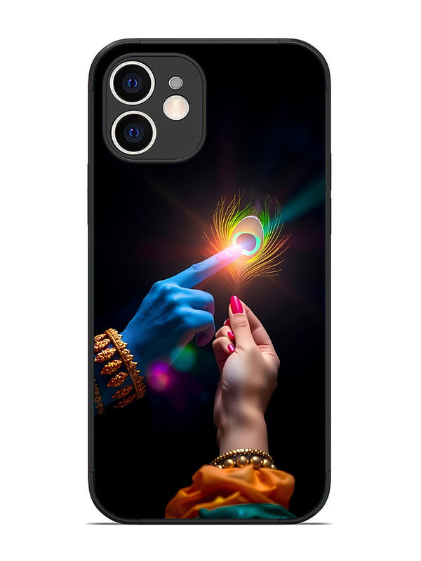 iPhone 12 | 2D Metal | Radha Krishna touching feather | IP-12-454