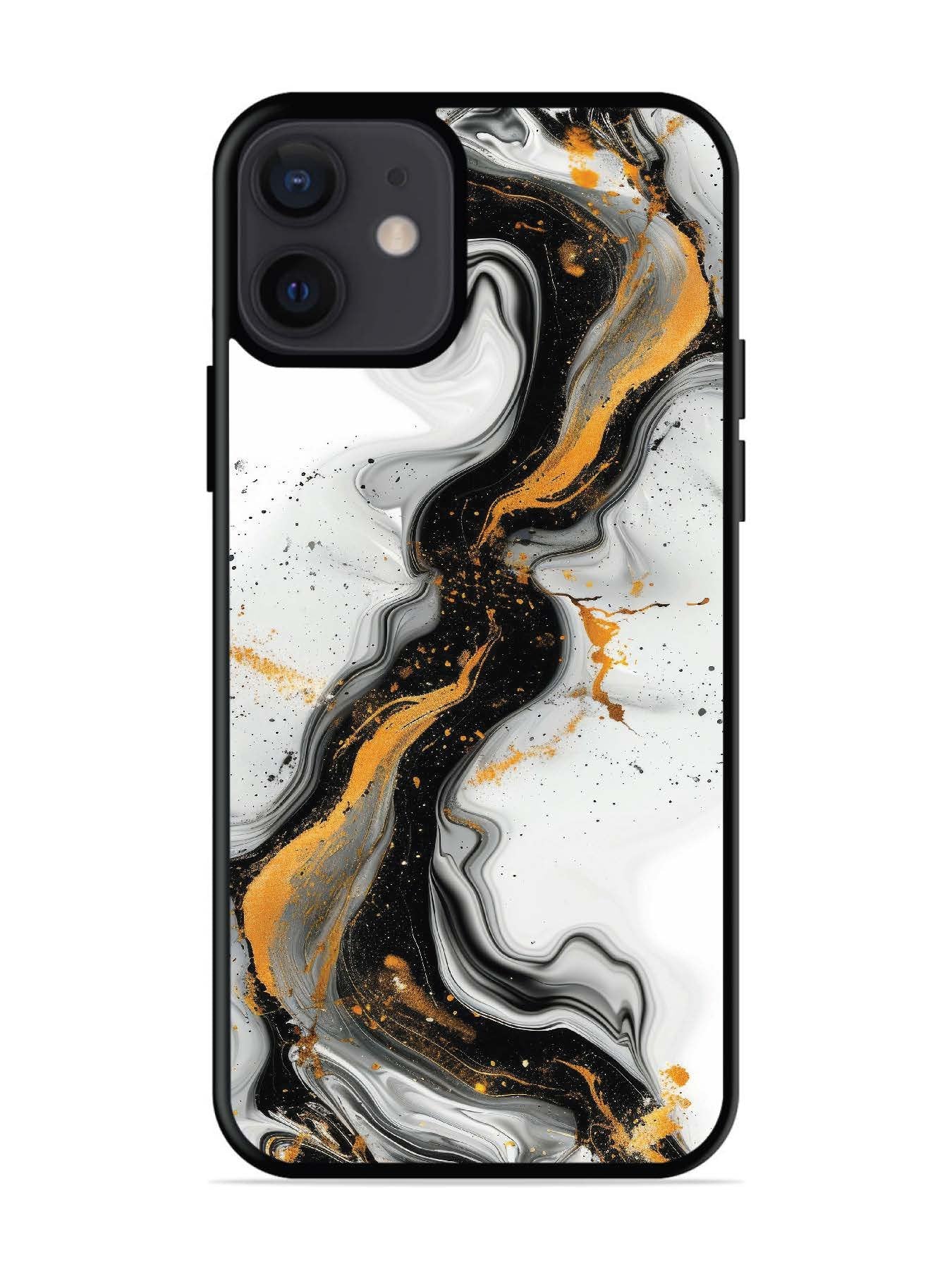 iPhone 12 Mini Black And Golden Marble Essence