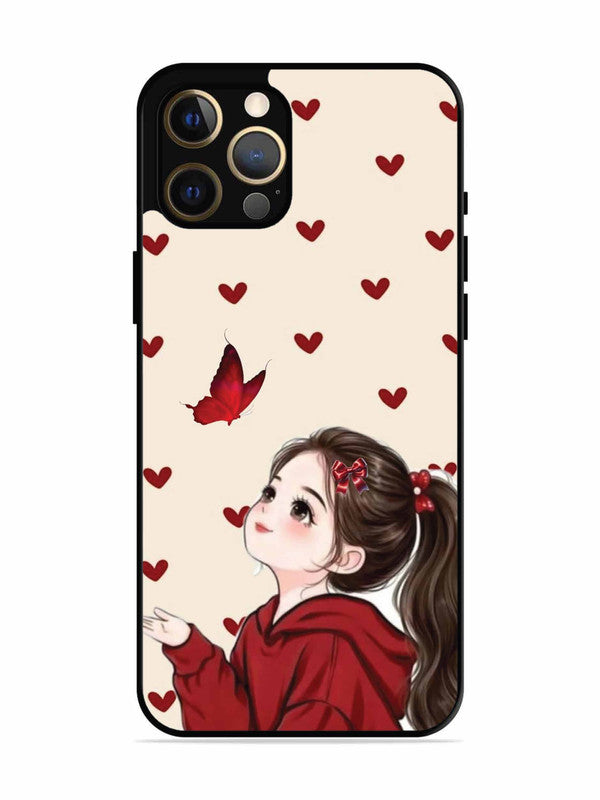 iPhone 12 Pro Max Beautiful girl with red butterfly