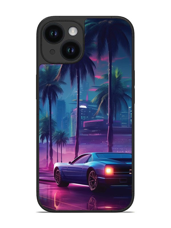 iPhone 14 sunset-sports-car-city-palm-trees