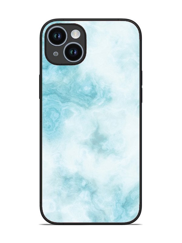 iPhone 14 Plus Light Blue with White Ocean Marble