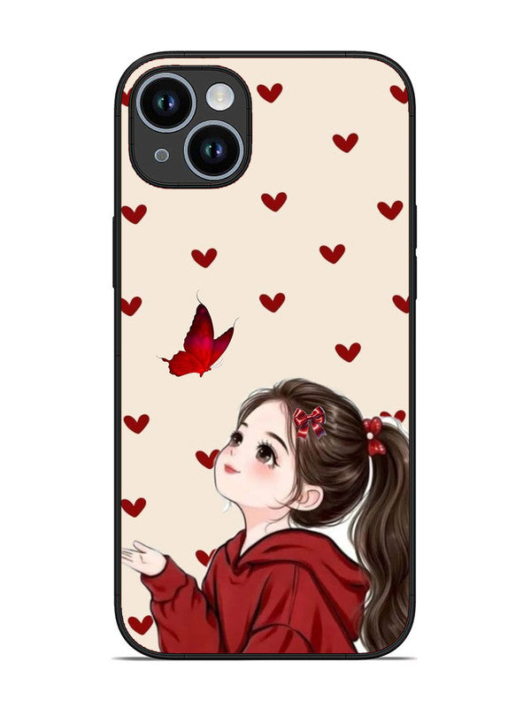 iPhone 14 Plus Beautiful girl with red butterfly