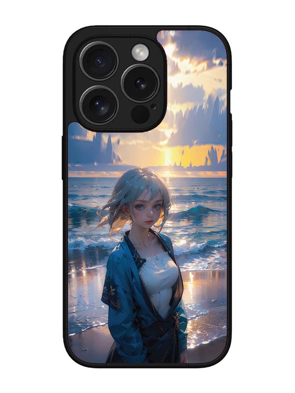 iPhone 15 Pro Max Anime Girl Beach Ocean Waves