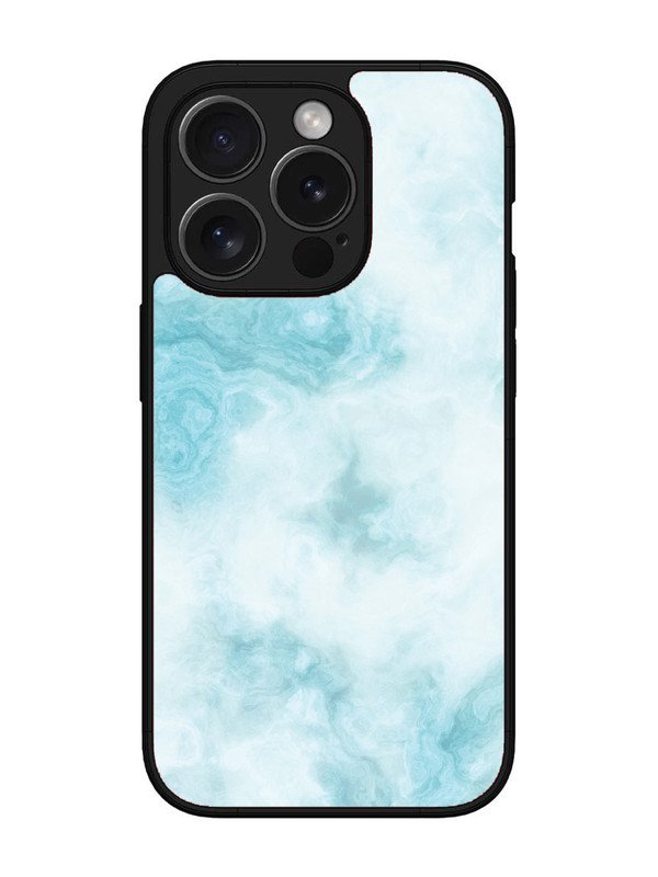 iPhone 15 Pro Max Light Blue with White Ocean Marble