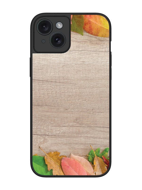 iPhone 15 Plus Autumn Leafs On Wooden Table