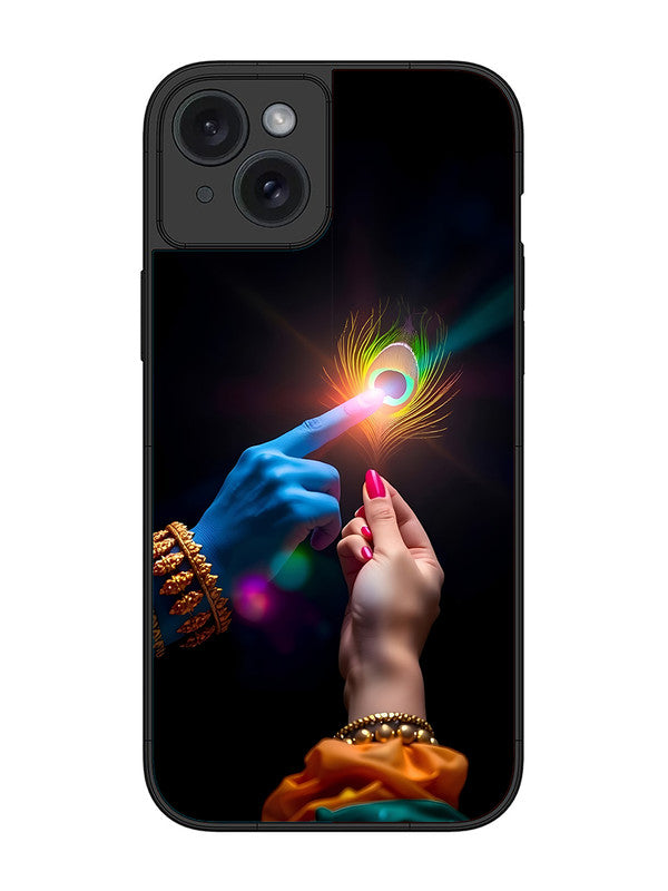 iPhone 15 Plus | 2D Metal | Radha Krishna touching feather | IP-15Pl-454
