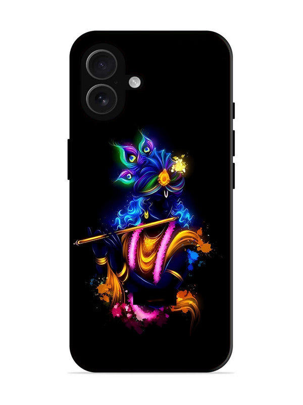 iPhone 16 Plus | 2D Metal | Krishna Playing Flute | IP-16Pl-460