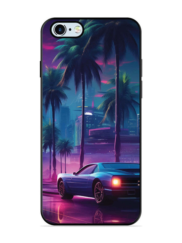 iPhone 6 sunset-sports-car-city-palm-trees