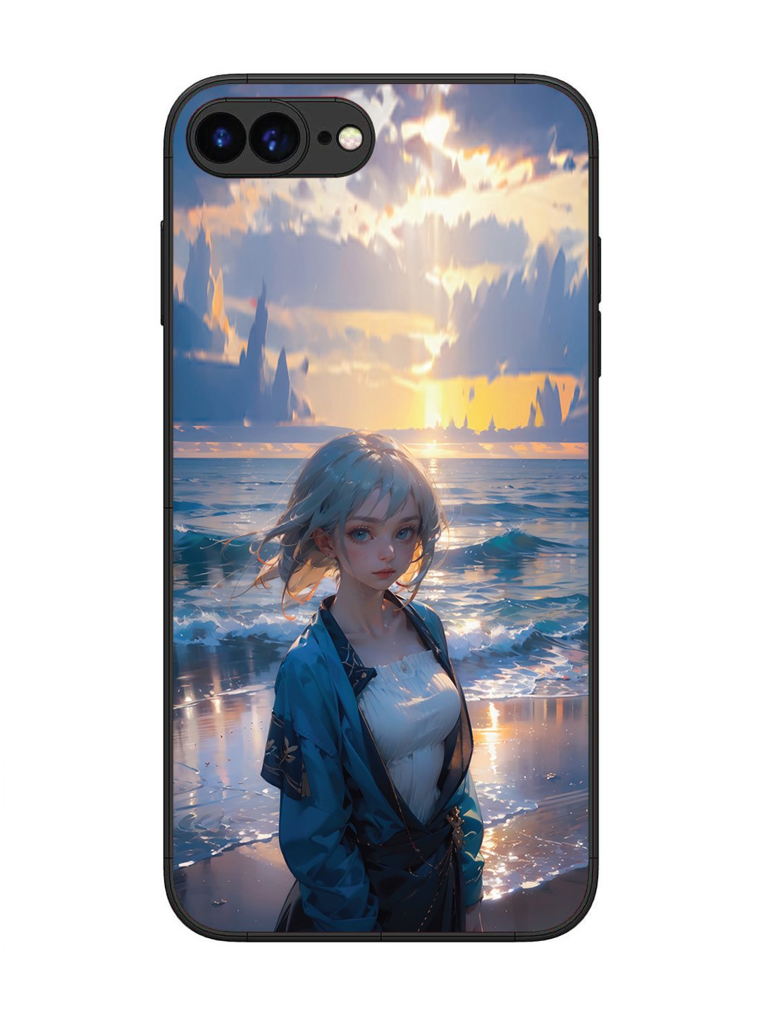 iPhone 8 Plus Anime Girl Beach Ocean Waves