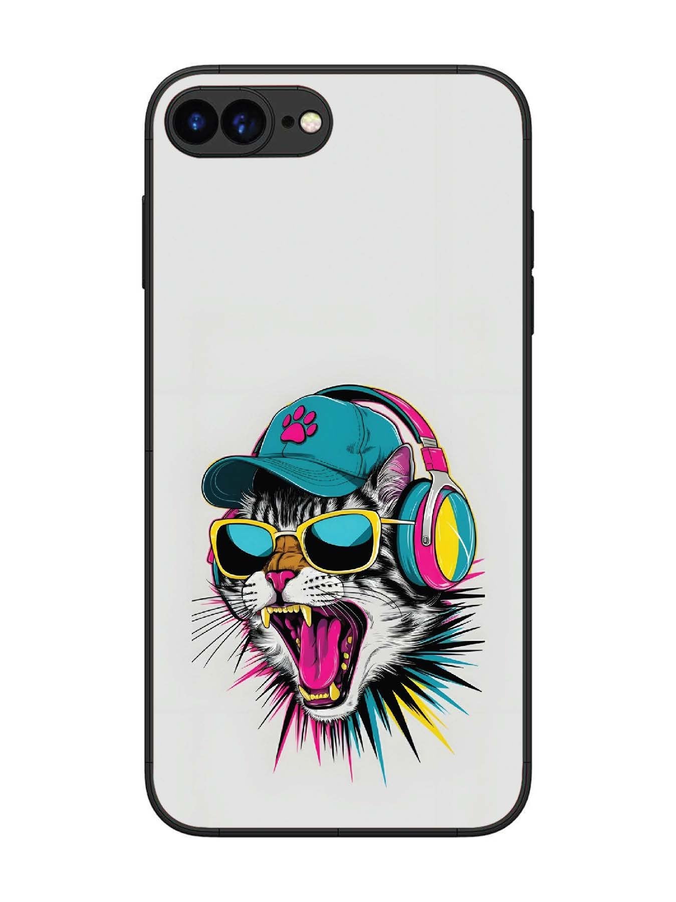iPhone 7 Plus Neon Pop Art DJ Cat Vibe