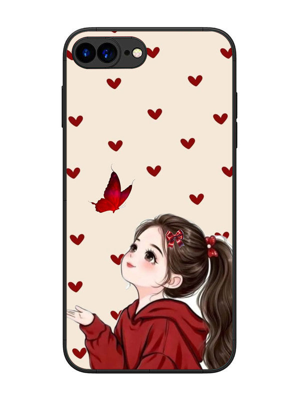 iPhone 8 Plus Beautiful girl with red butterfly