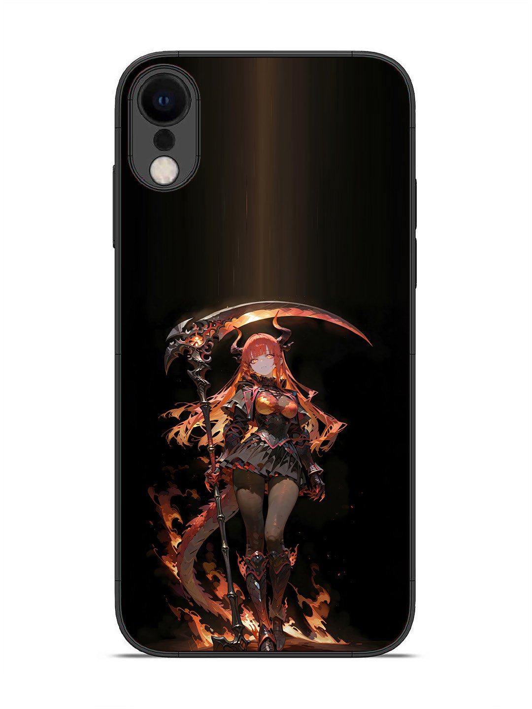 iPhone X anime-girl-sycthe-red-hair-horn