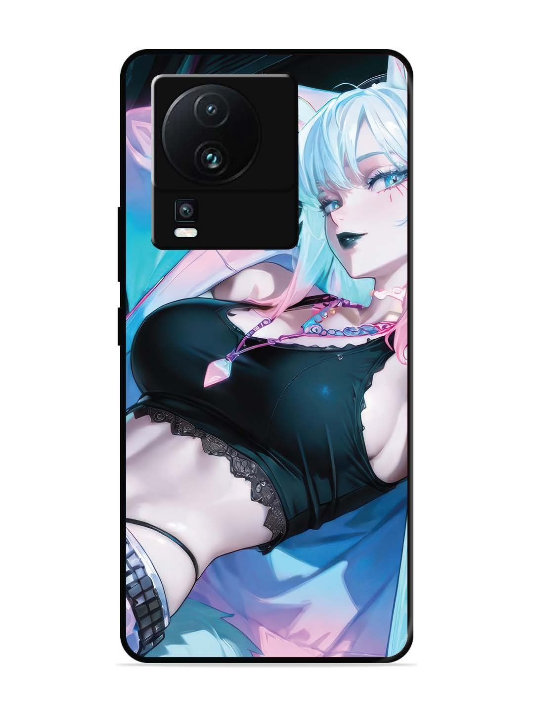 Iqoo Neo 7 5G anime girl fox headpohone white Hair