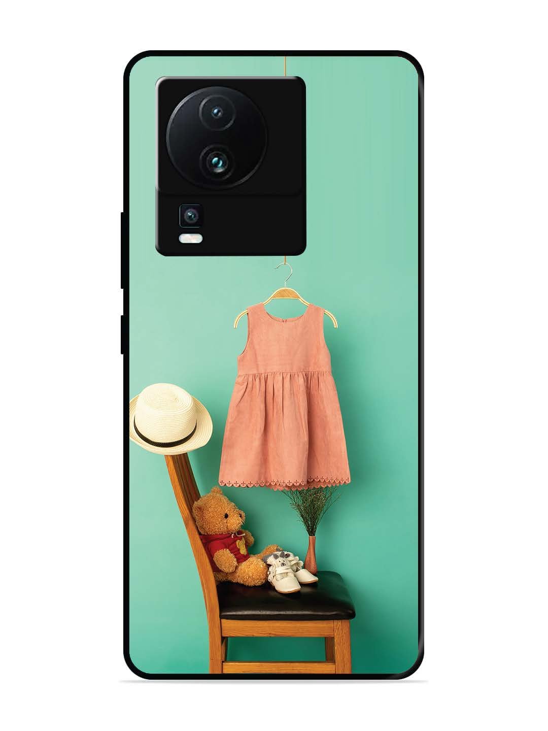 Iqoo Neo 7 5G Trendy dress for girl near toy bear