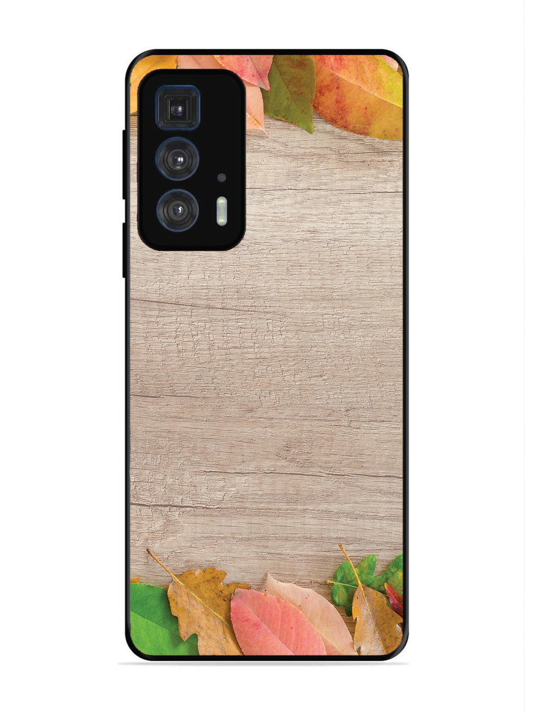 Motorola Moto Edge 20 Pro Autumn Leafs On Wooden Table