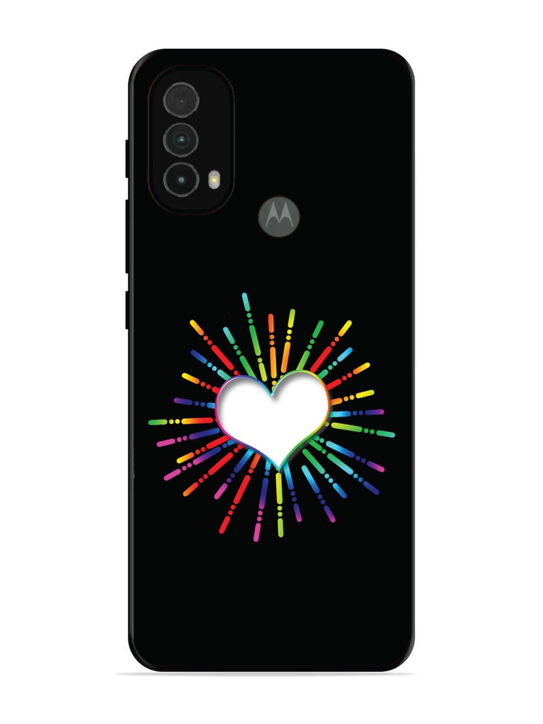 Motorola Moto E40 Colourful Heart on Black