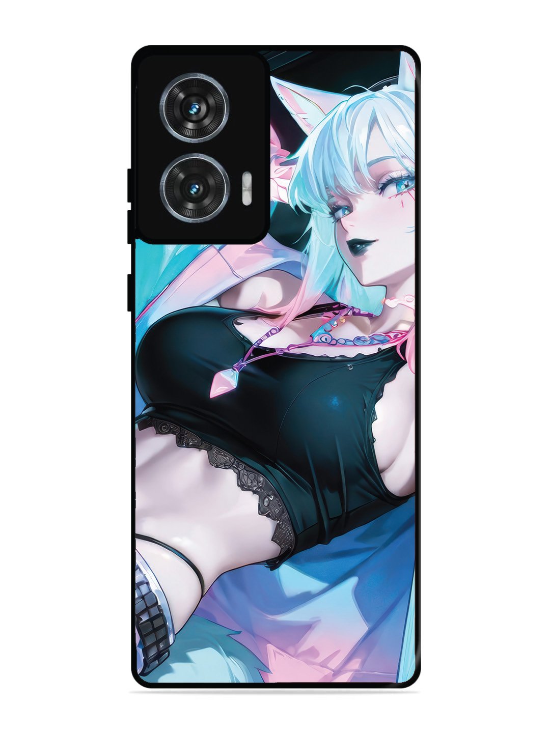 Motorola Moto G85 anime girl fox headpohone white Hair