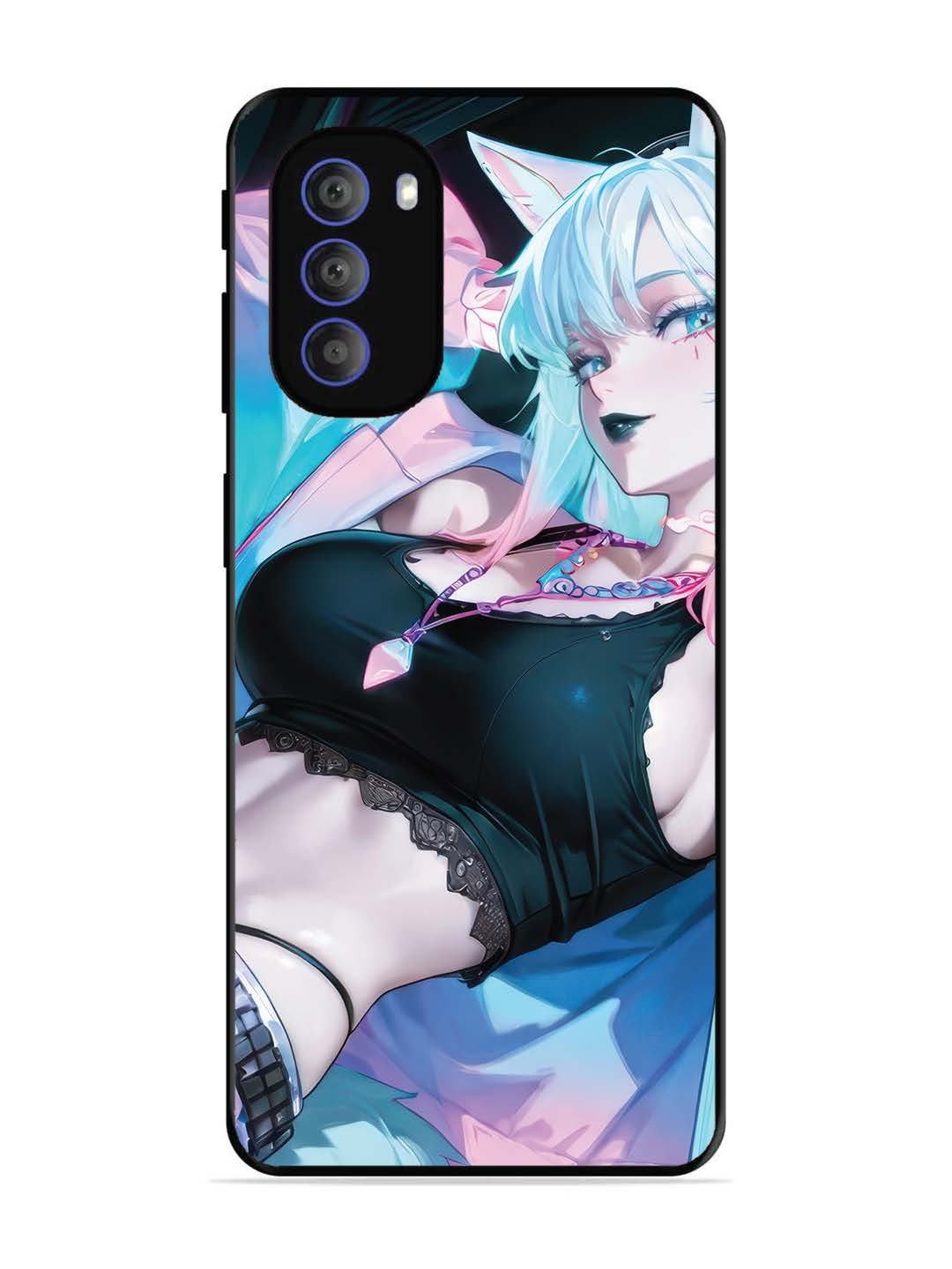 Motorola Moto G51 5G anime girl fox headpohone white Hair