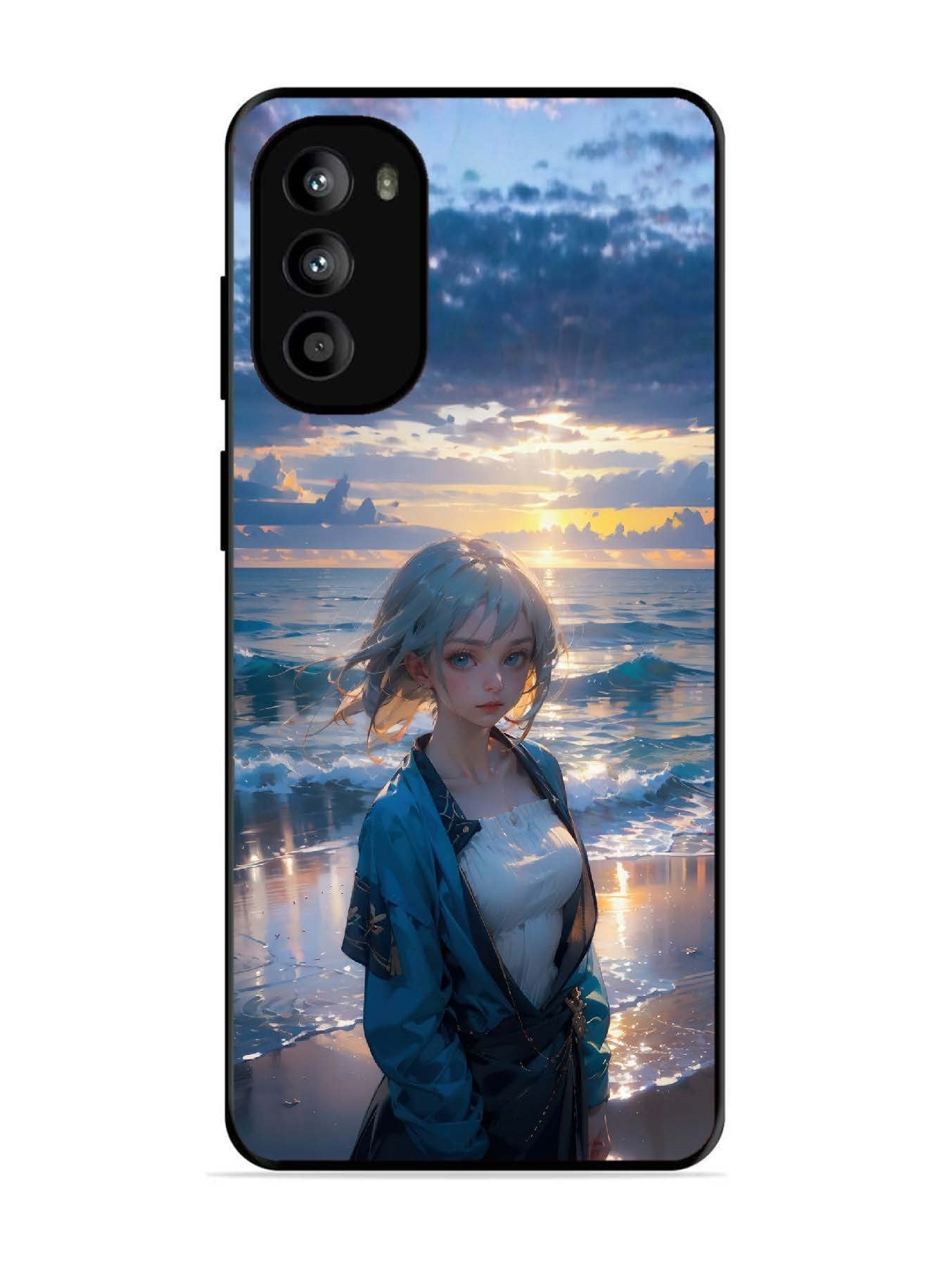 Motorola Moto G82 Anime Girl Beach Ocean Waves