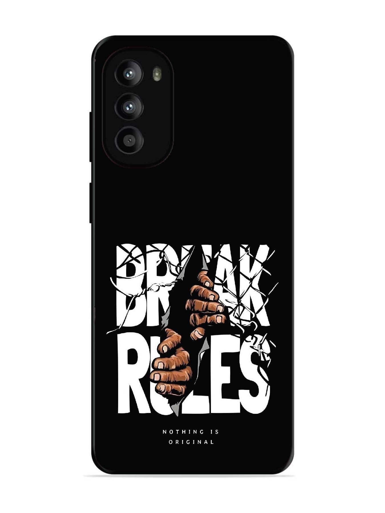 Motorola Moto G82 Break Rules Gritty Typography Art
