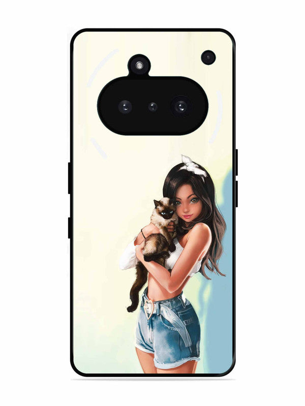Nothing Phone 3A Cute Girl with Cat