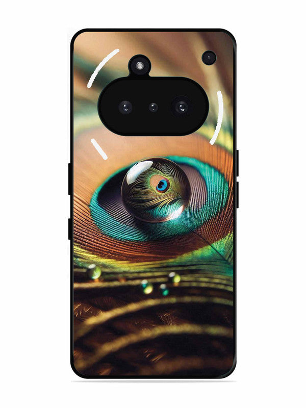 Nothing Phone 3A Water Drop On Peacock Feather