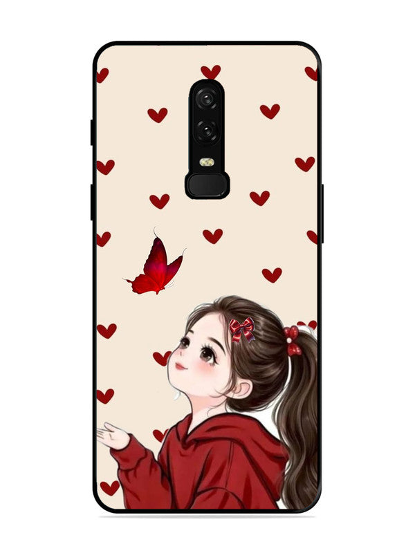 OnePlus 6 Beautiful girl with red butterfly