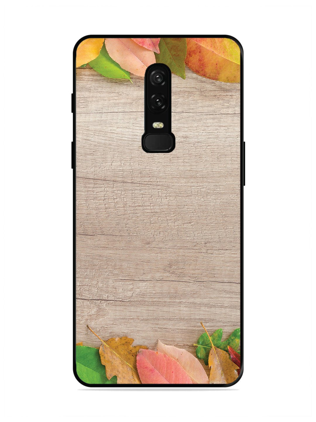 OnePlus 6 Autumn Leafs On Wooden Table