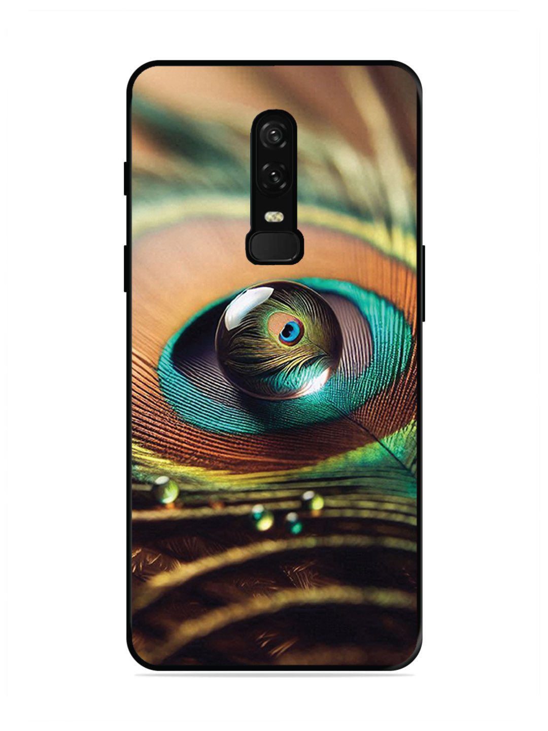 OnePlus 6 Water Drop On Peacock Feather