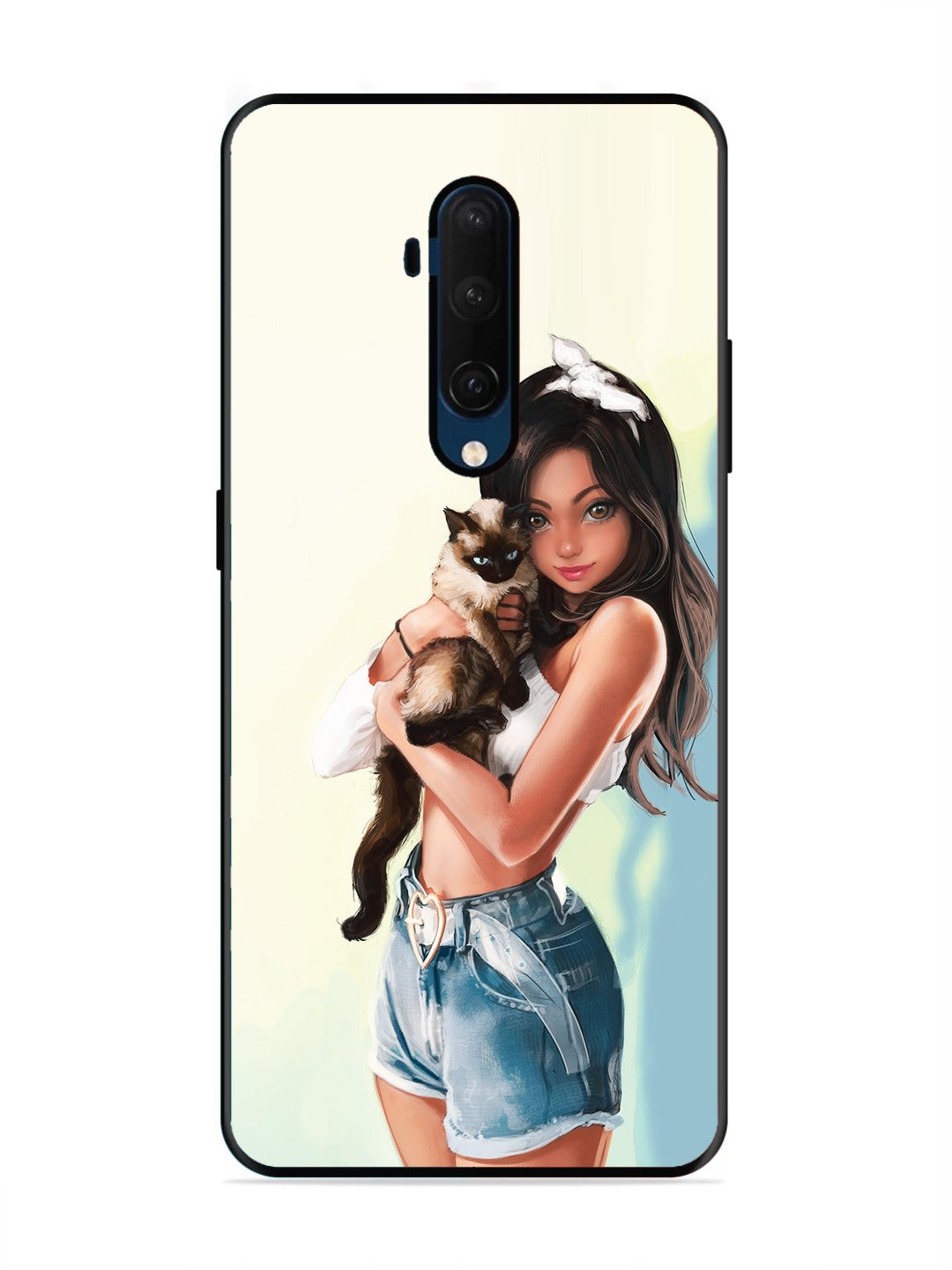 OnePlus 7T Pro Cute Girl with Cat