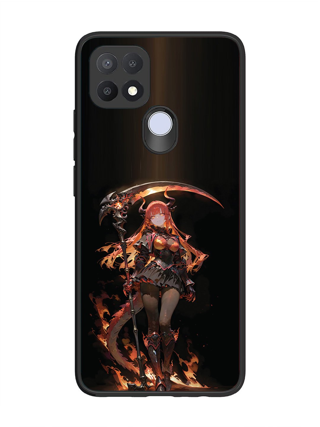 Oppo A15 anime-girl-sycthe-red-hair-horn