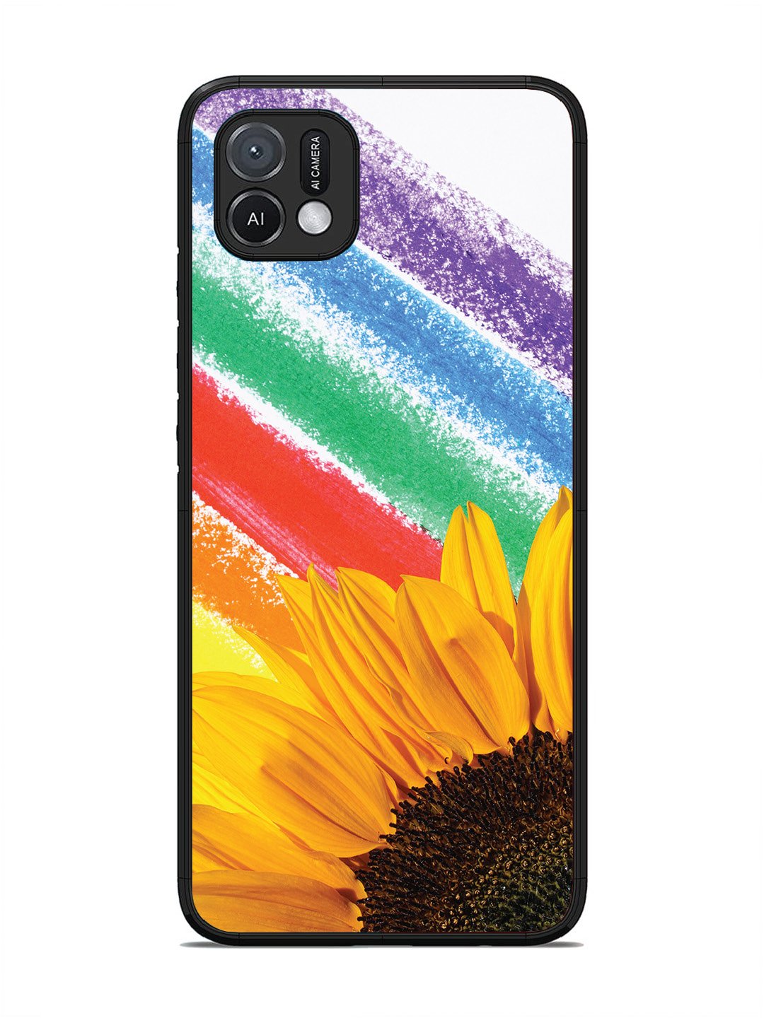 Oppo A16K Sunflower on Colourful Lines