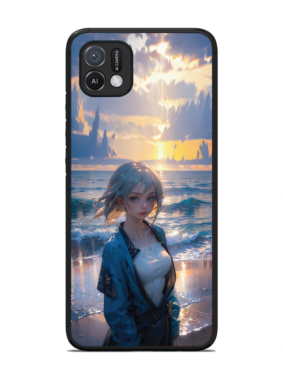 Oppo A16K Anime Girl Beach Ocean Waves