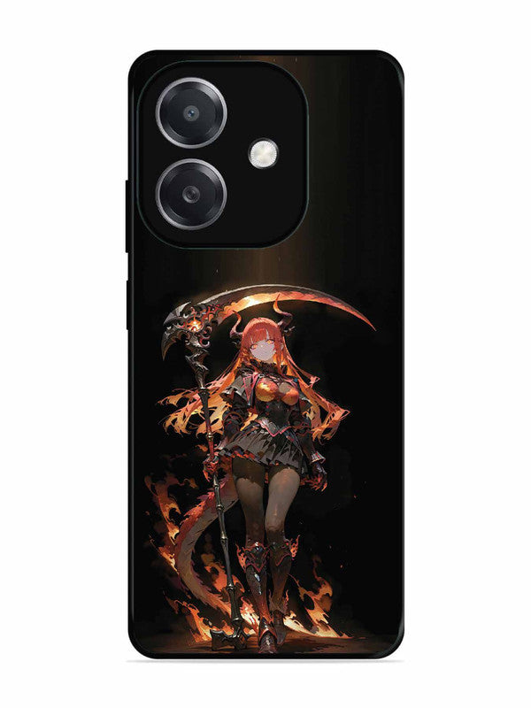 Oppo A3x anime-girl-sycthe-red-hair-horn