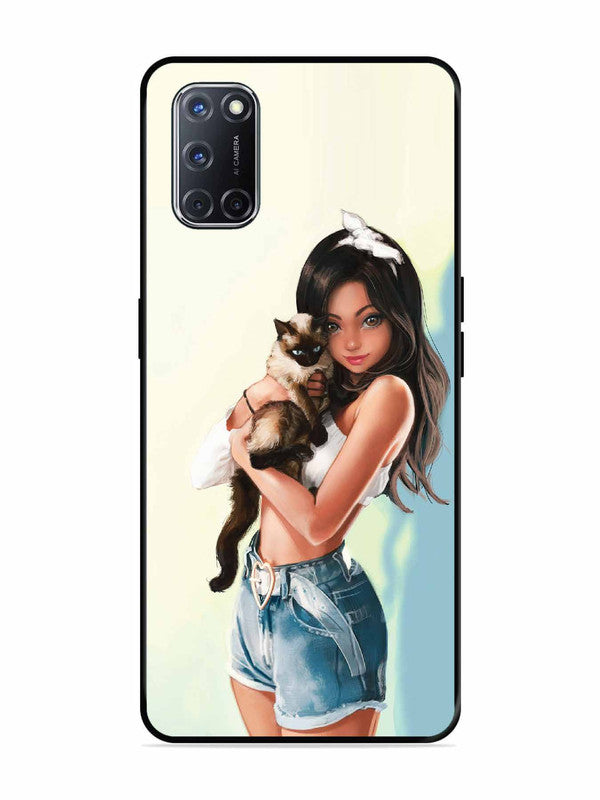 Oppo A52 Cute Girl with Cat