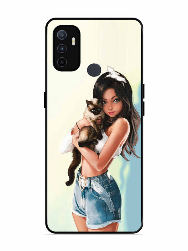 Oppo A53 Cute Girl with Cat