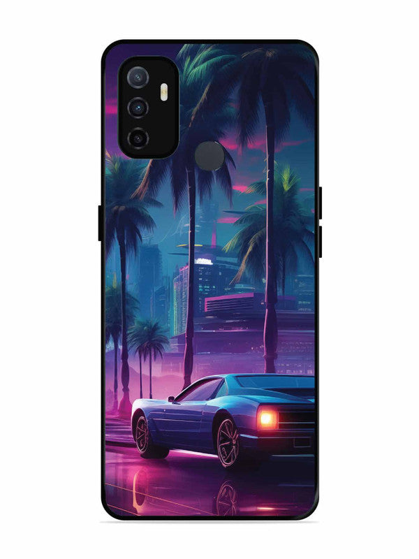 Oppo A53 sunset-sports-car-city-palm-trees