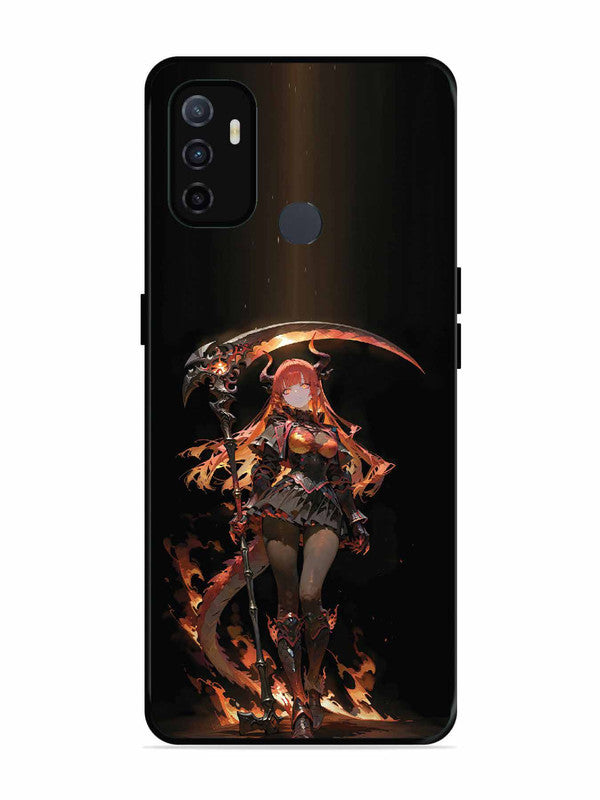 Oppo A53 anime-girl-sycthe-red-hair-horn