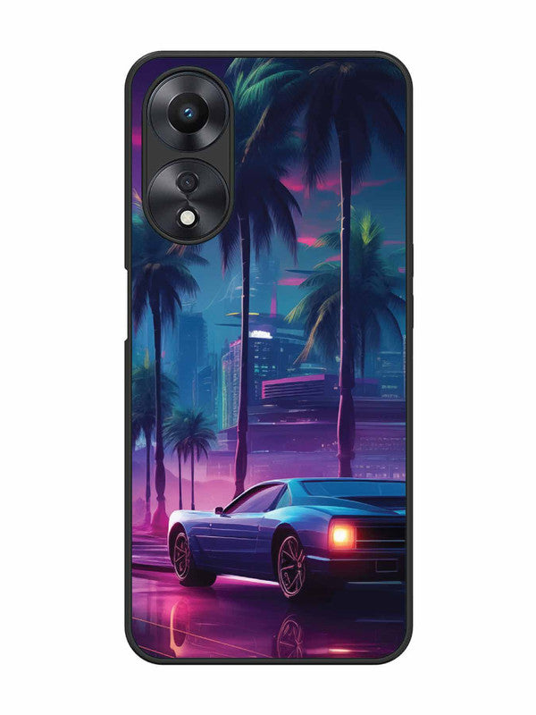 Oppo A58 5G sunset-sports-car-city-palm-trees