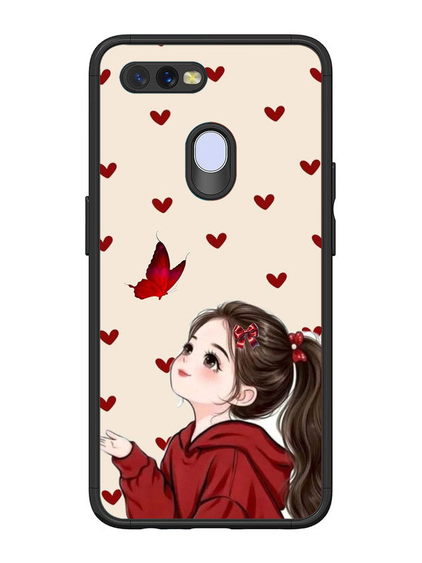 Oppo A7 Beautiful girl with red butterfly