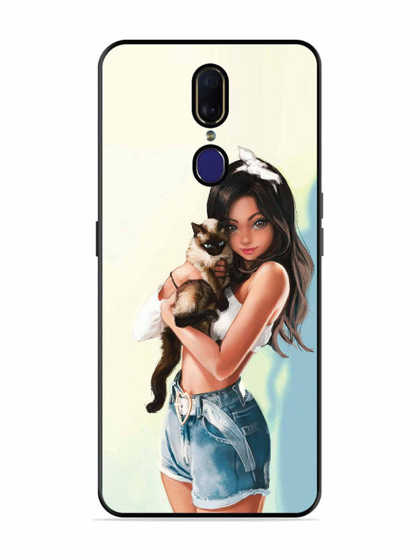 Oppo F11 Cute Girl with Cat