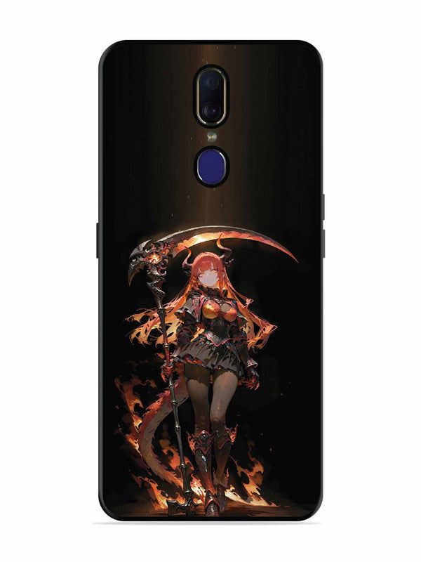 Oppo F11 anime-girl-sycthe-red-hair-horn