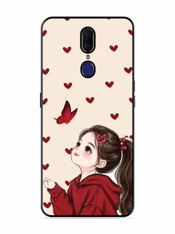 Oppo F11 Beautiful girl with red butterfly