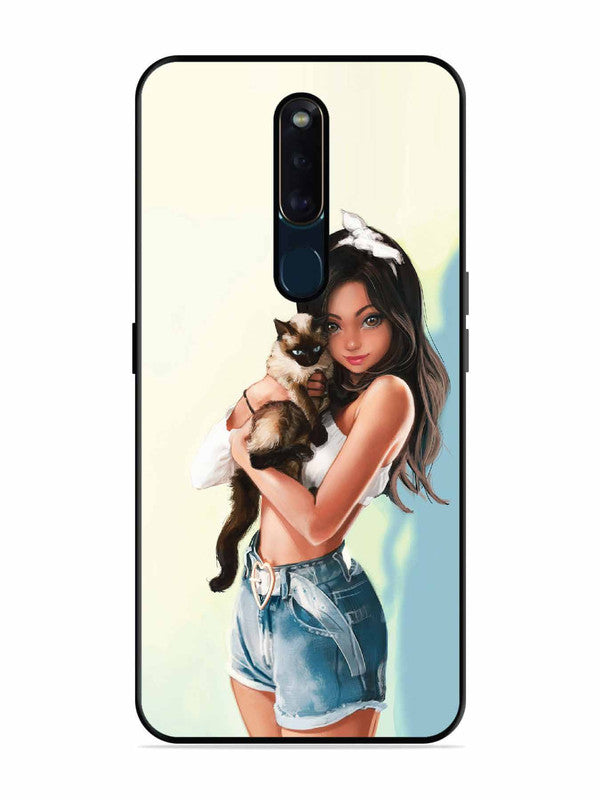 Oppo F11 Pro Cute Girl with Cat